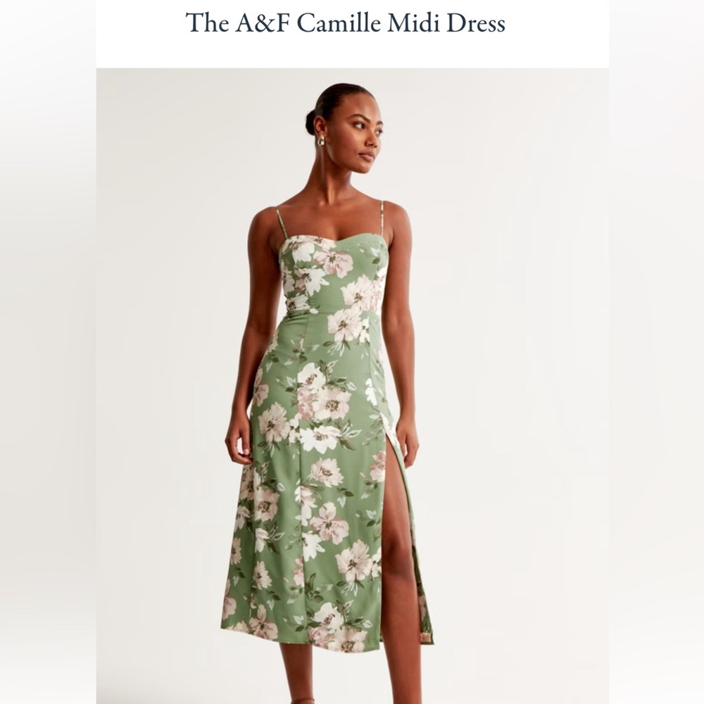 The A&F Camille Midi Dress - Green Floral - Petite